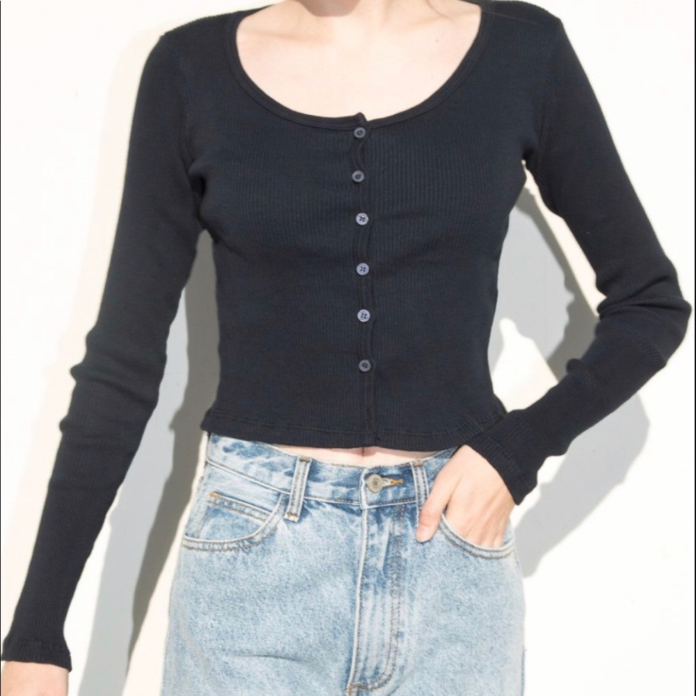 Brandy Melville Dark Blue Long Sleeve Zelly Top
